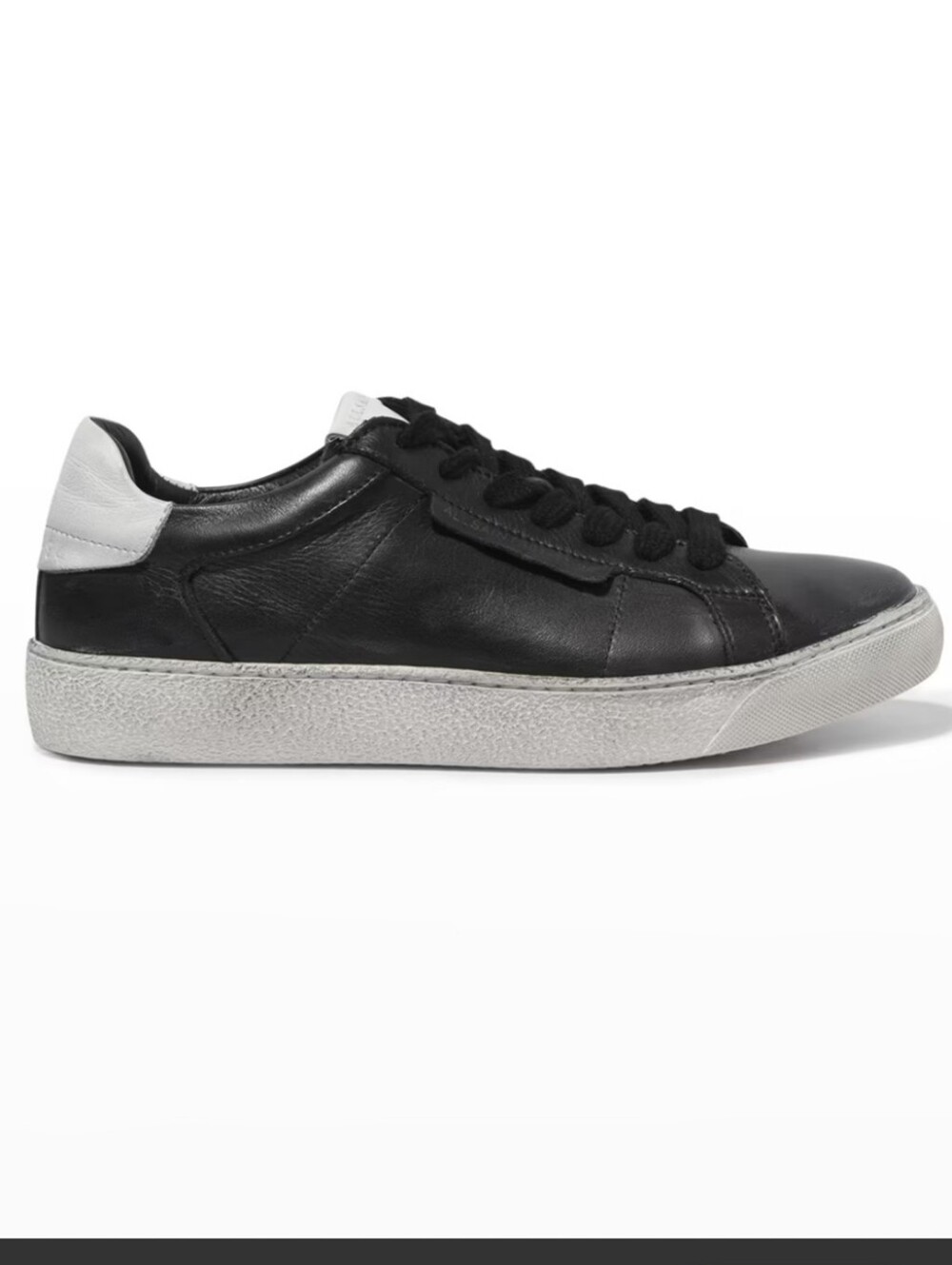 All Saints Sheer Black Leather Sneakers with White Heel Patch Size 11 US - 41 EU